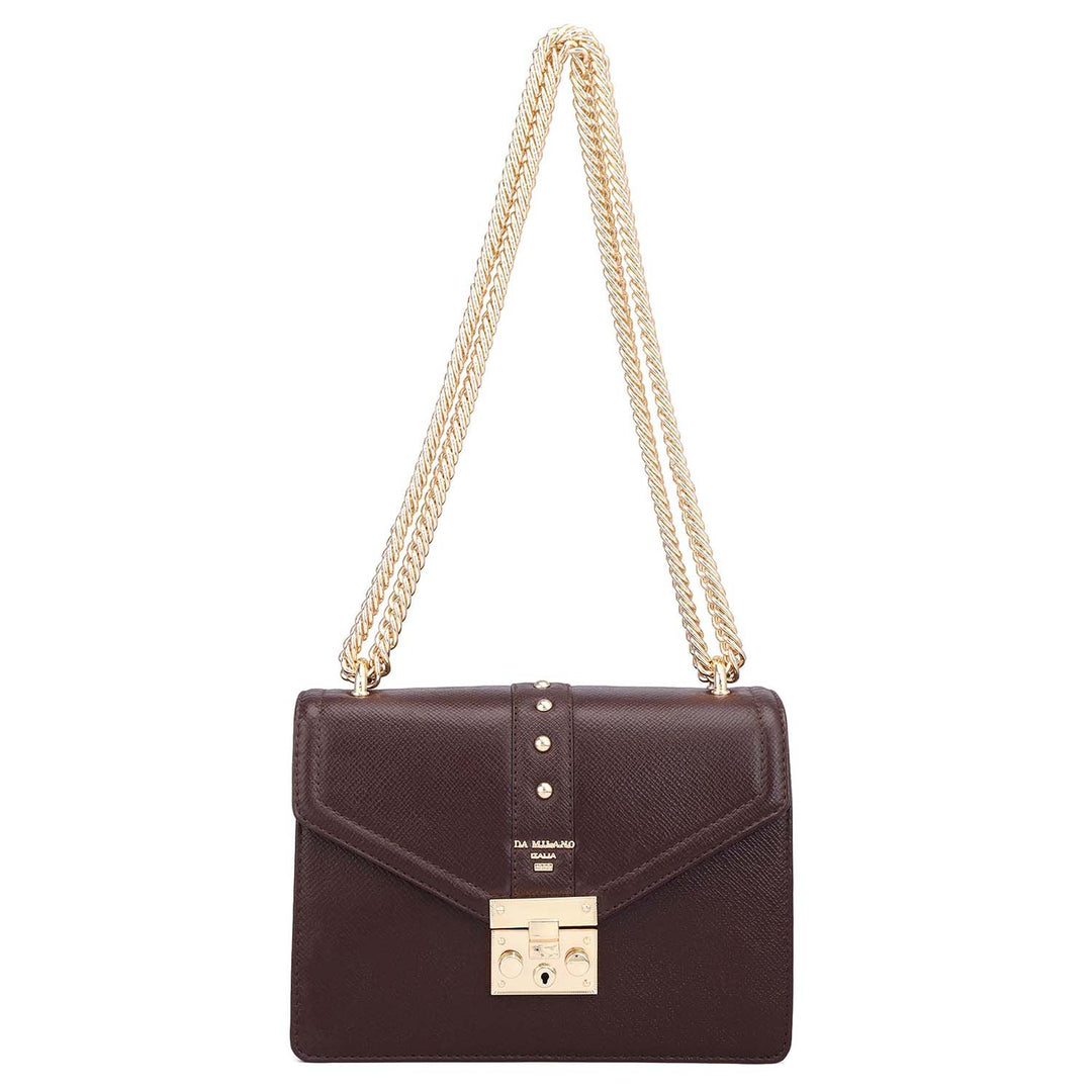 Small Franzy Leather Shoulder Bag - Chocolate