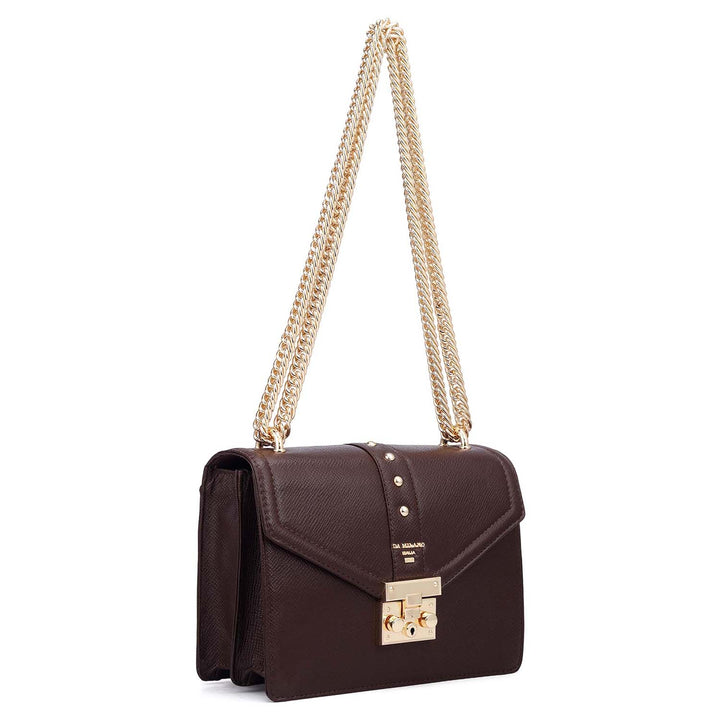 Small Franzy Leather Shoulder Bag - Chocolate