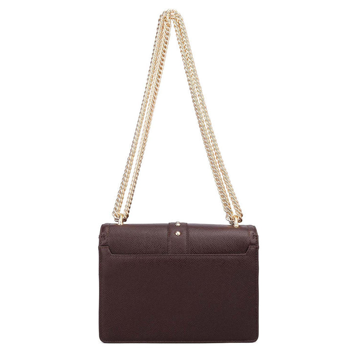 Small Franzy Leather Shoulder Bag - Chocolate