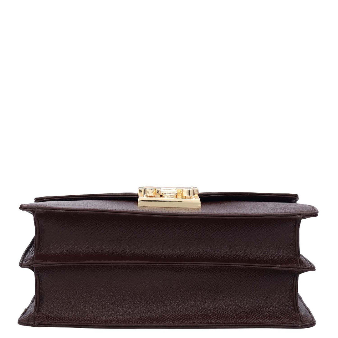 Small Franzy Leather Shoulder Bag - Chocolate