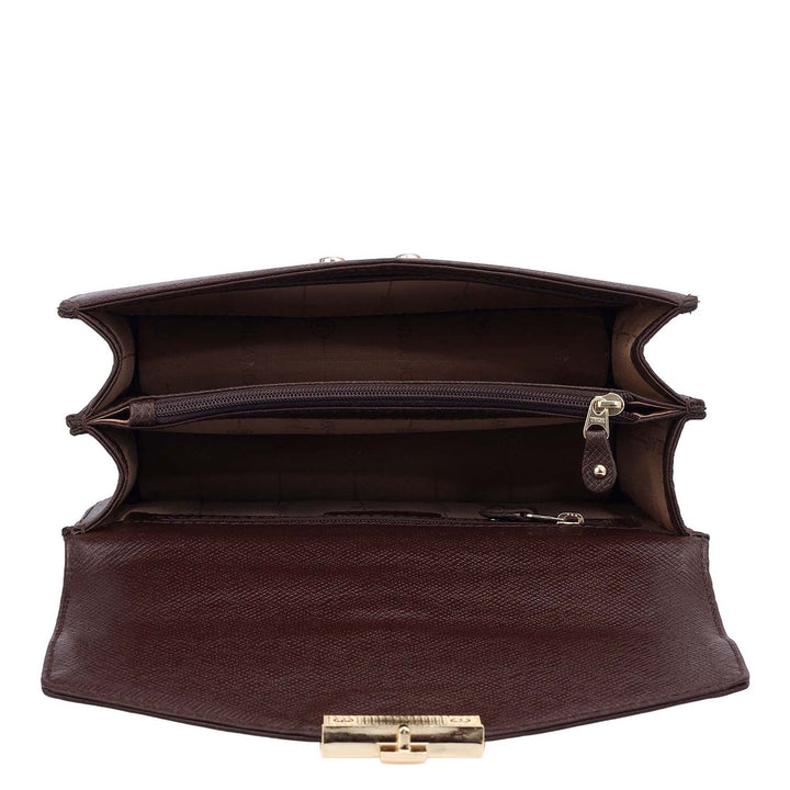 Small Franzy Leather Shoulder Bag - Chocolate