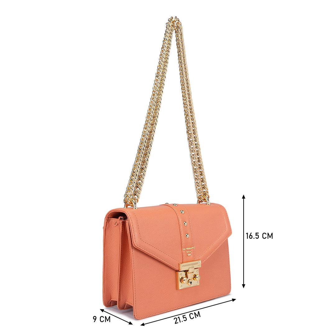 Small Franzy Leather Shoulder Bag - Salmon