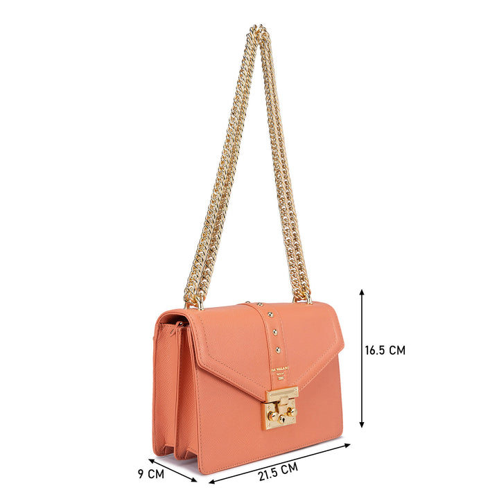 Small Franzy Leather Shoulder Bag - Salmon