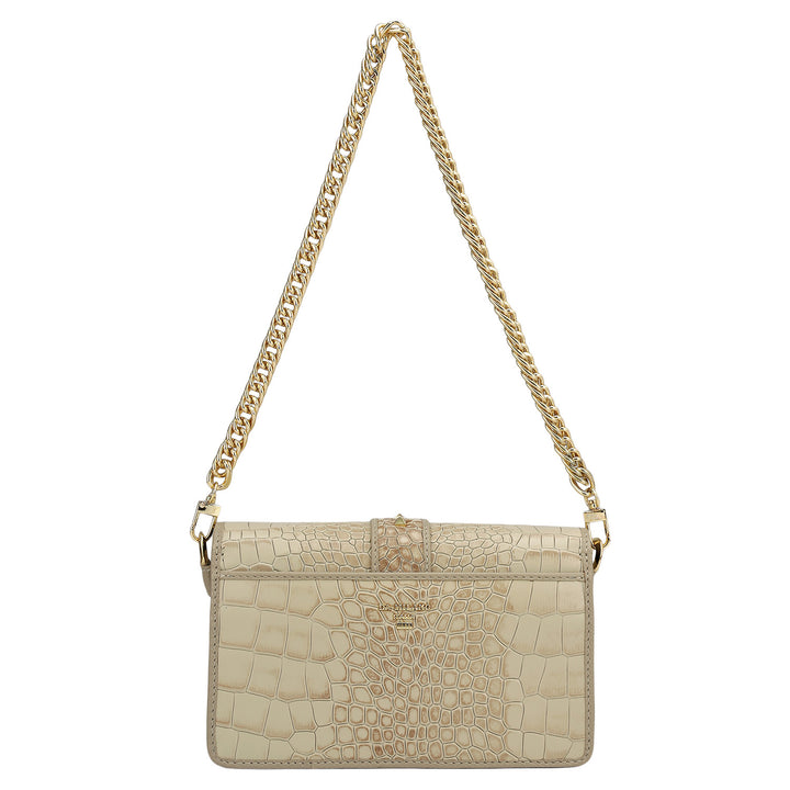 Small Croco Leather Shoulder Bag - Frost