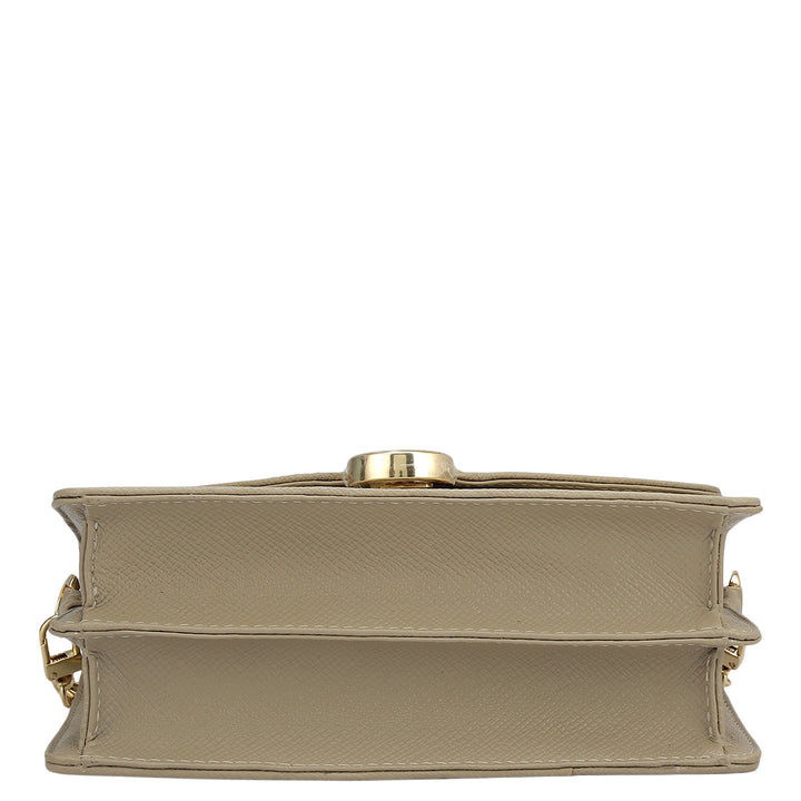 Small Croco Leather Shoulder Bag - Frost