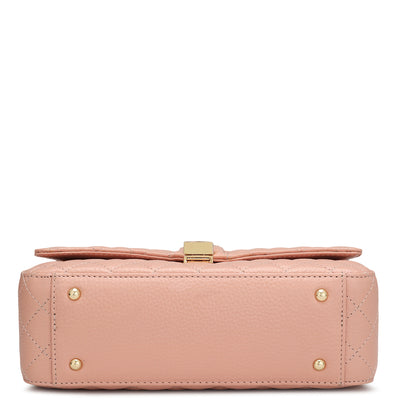 Small Quilting Leather Shoulder Bag - Baby Pink