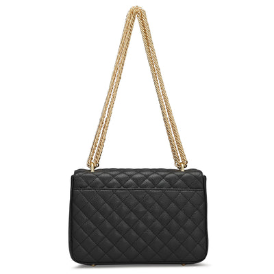 Small Quilting Leather Shoulder Bag - Black