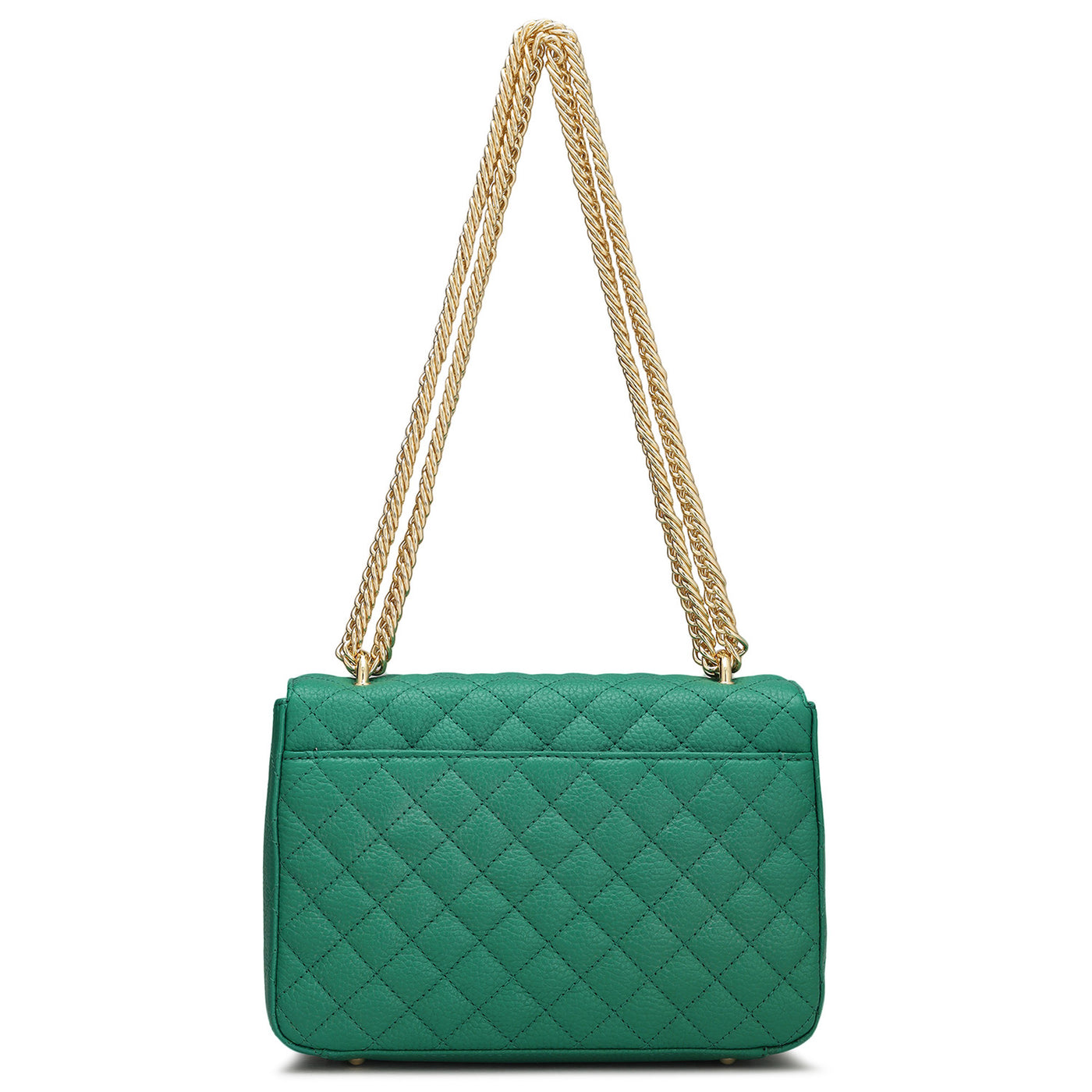 Small Quilting Leather Shoulder Bag - Green