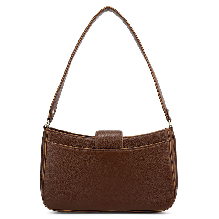 Small Wax Leather Baguette - Espresso