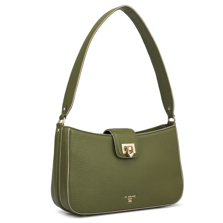 Small Wax Leather Baguette - Fern