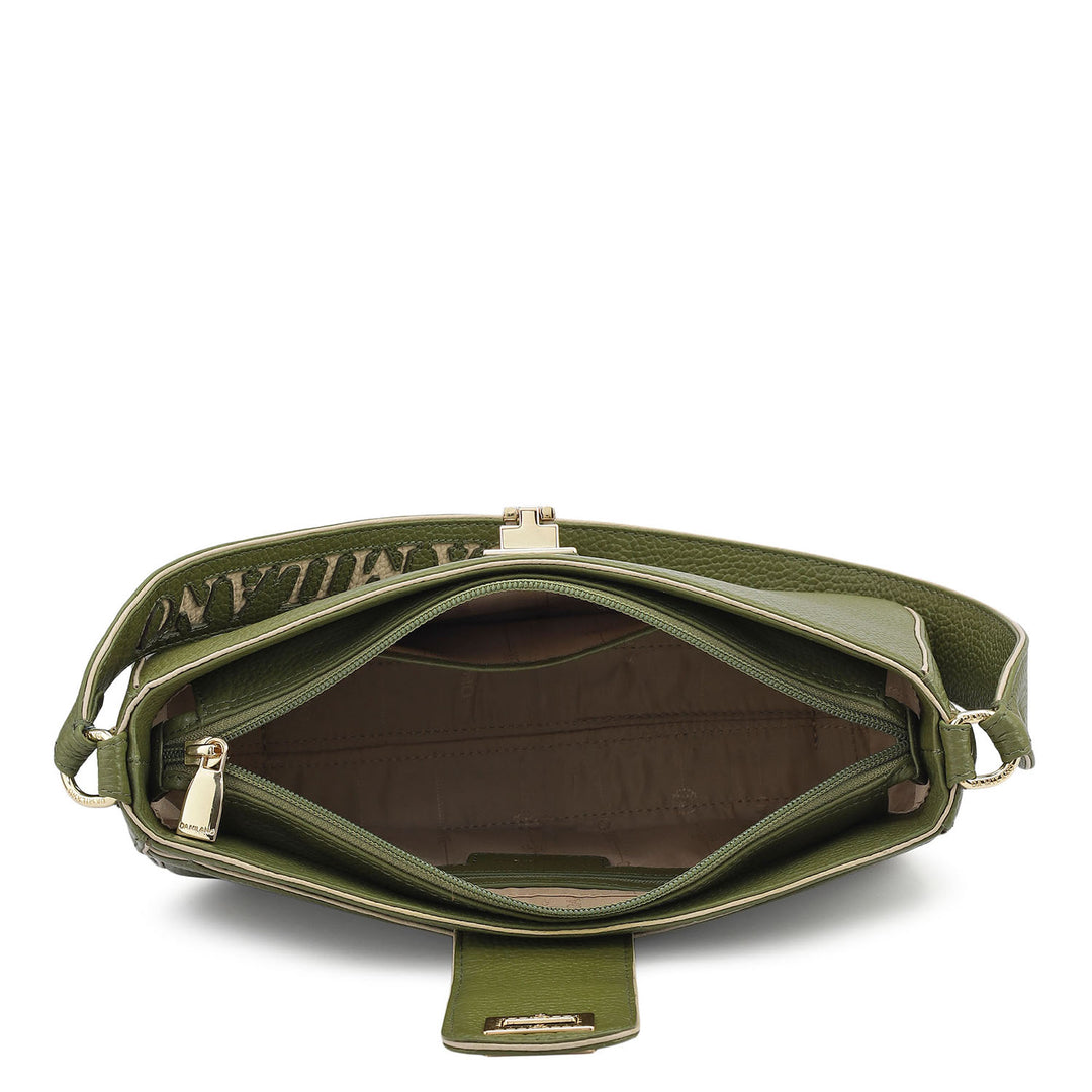 Small Wax Leather Baguette - Fern