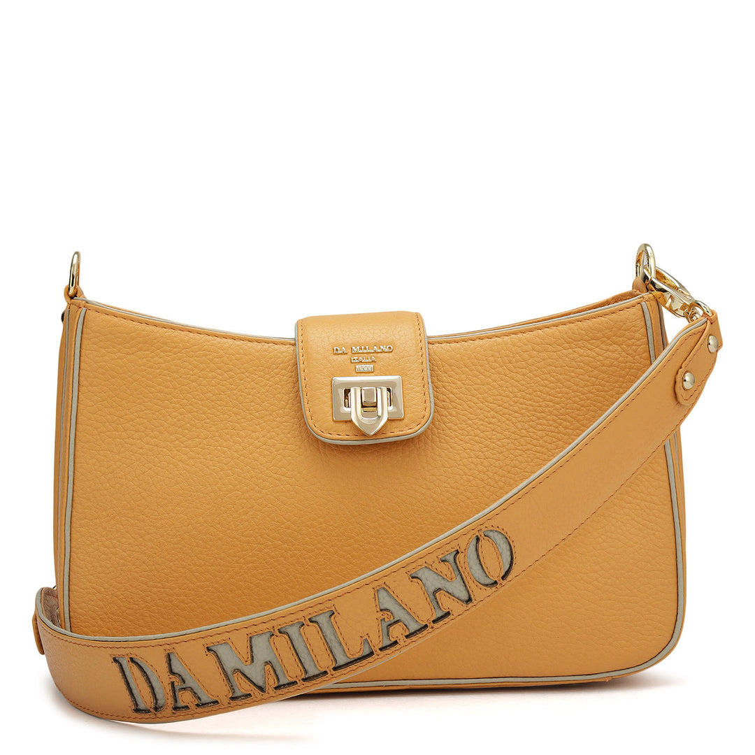 Small Wax Leather Baguette-Apricot Crush