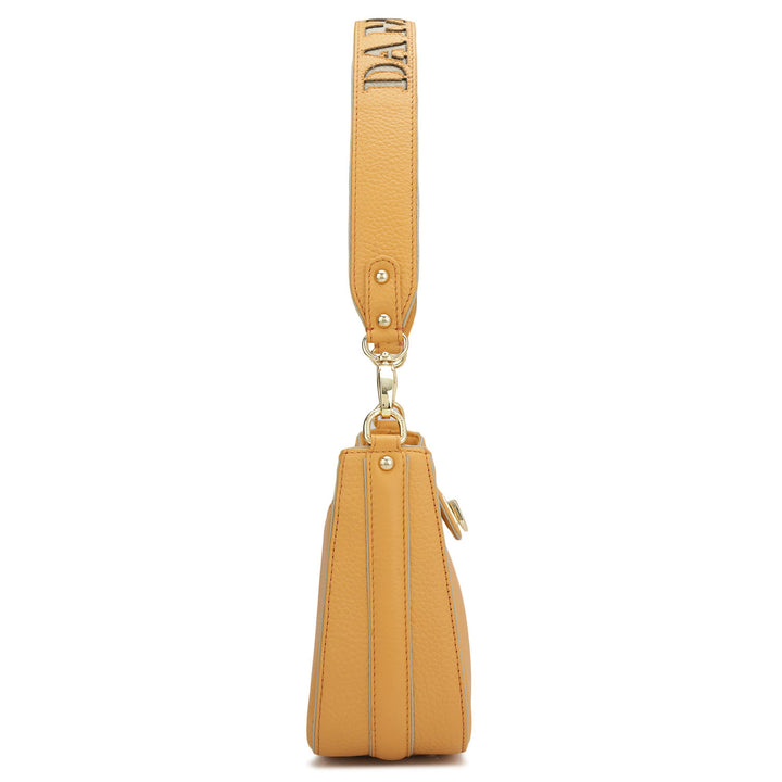 Small Wax Leather Baguette-Apricot Crush