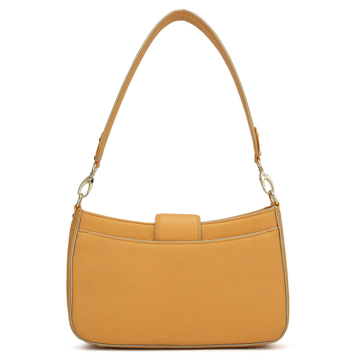 Small Wax Leather Baguette-Apricot Crush