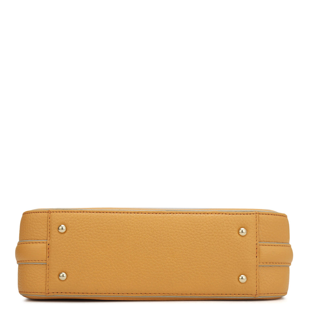 Small Wax Leather Baguette-Apricot Crush