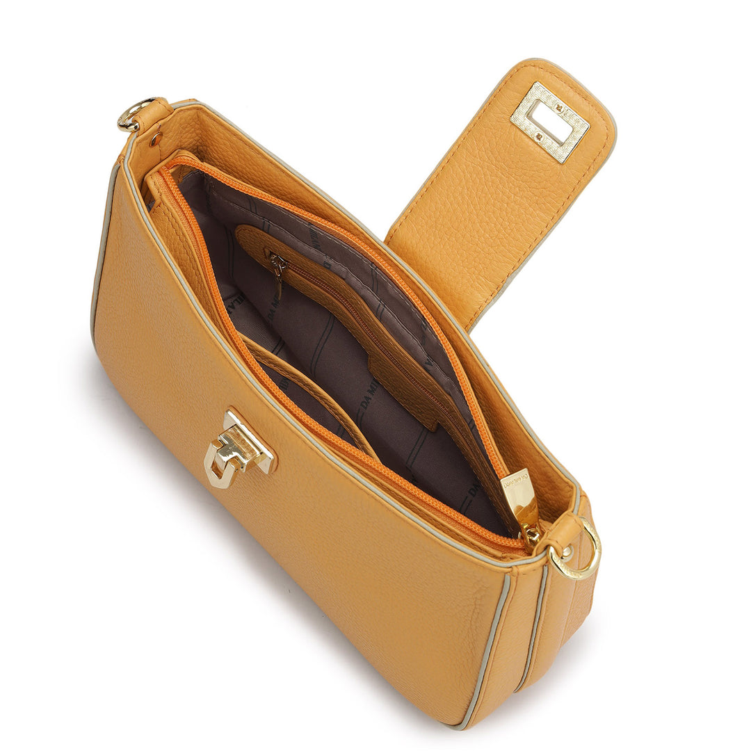 Small Wax Leather Baguette-Apricot Crush