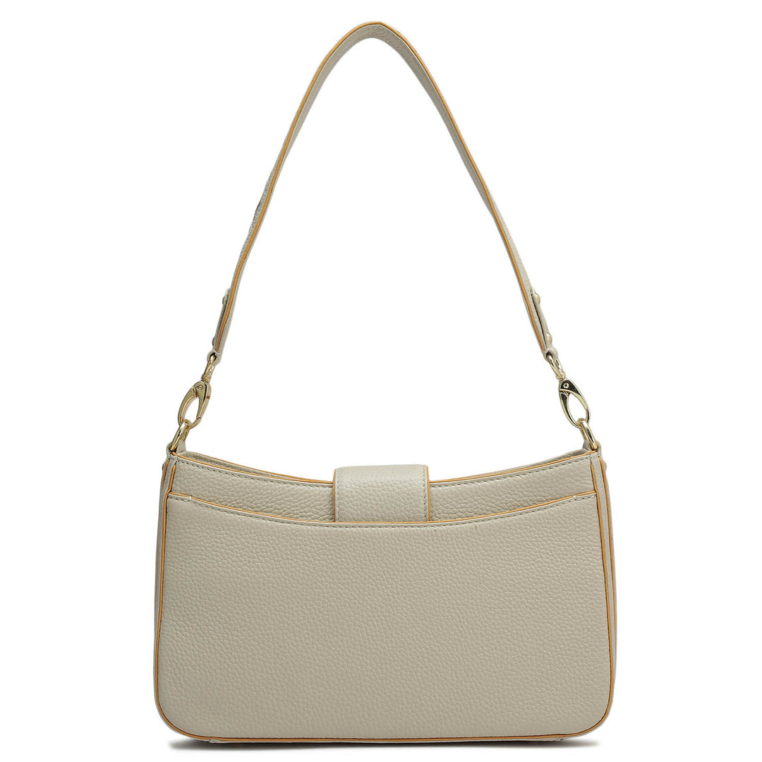 Small Wax Leather Baguette - Ivory