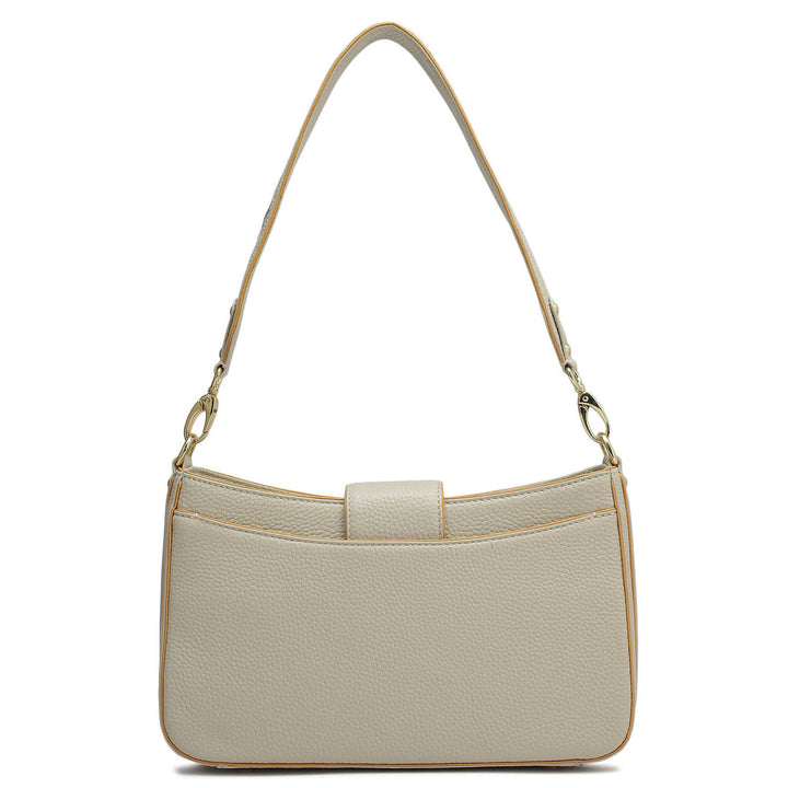 Small Wax Leather Baguette - Ivory