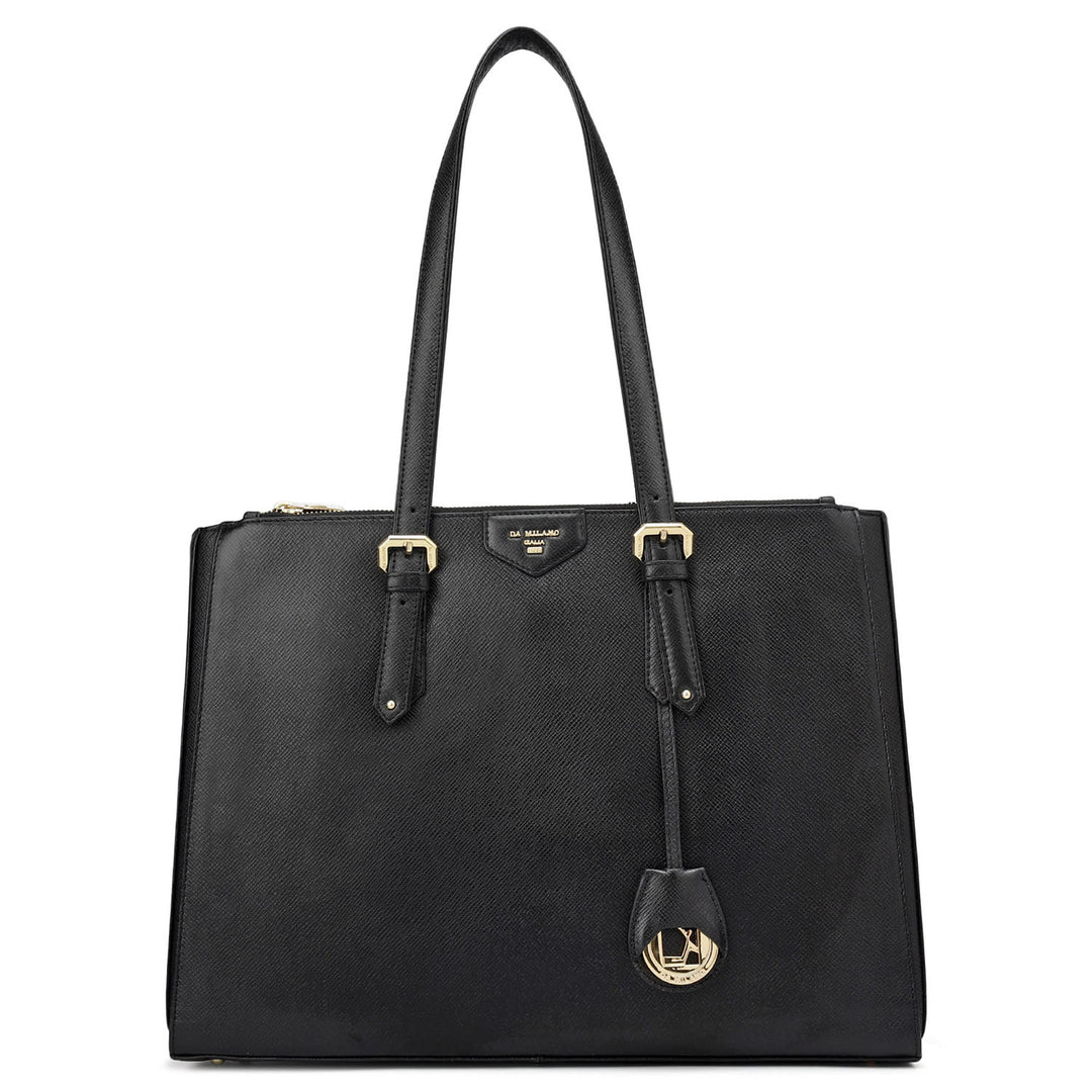 Large Franzy Leather Shoulder Bag - Black