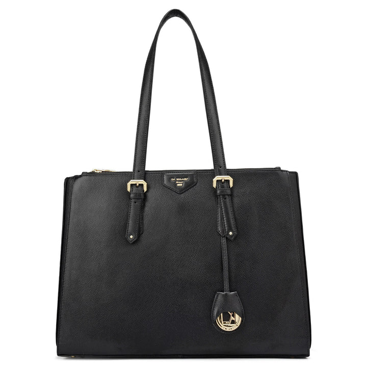 Large Franzy Leather Shoulder Bag - Black