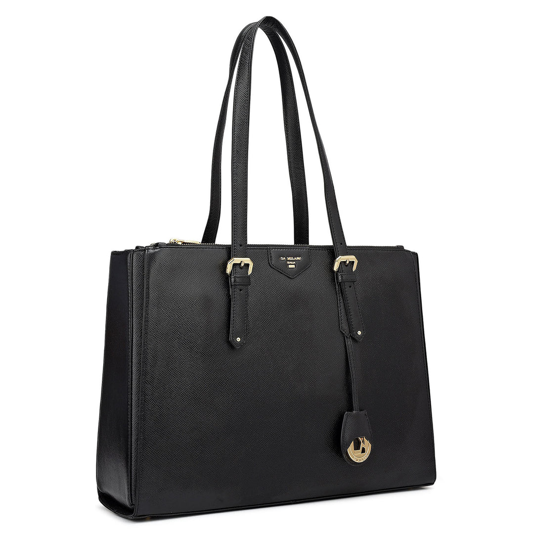 Large Franzy Leather Shoulder Bag - Black