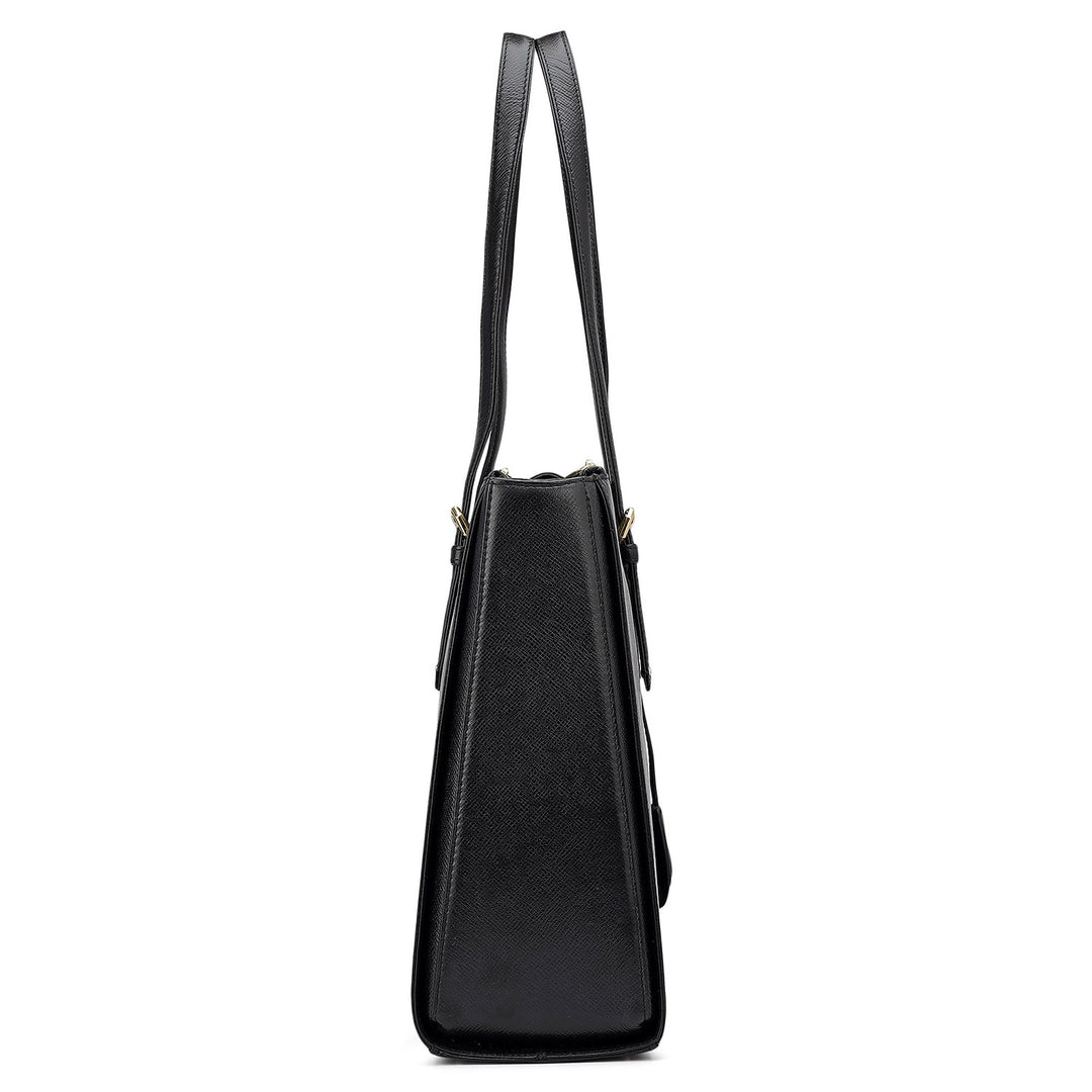 Large Franzy Leather Shoulder Bag - Black