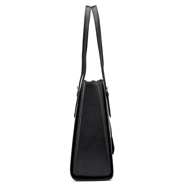Large Franzy Leather Shoulder Bag - Black