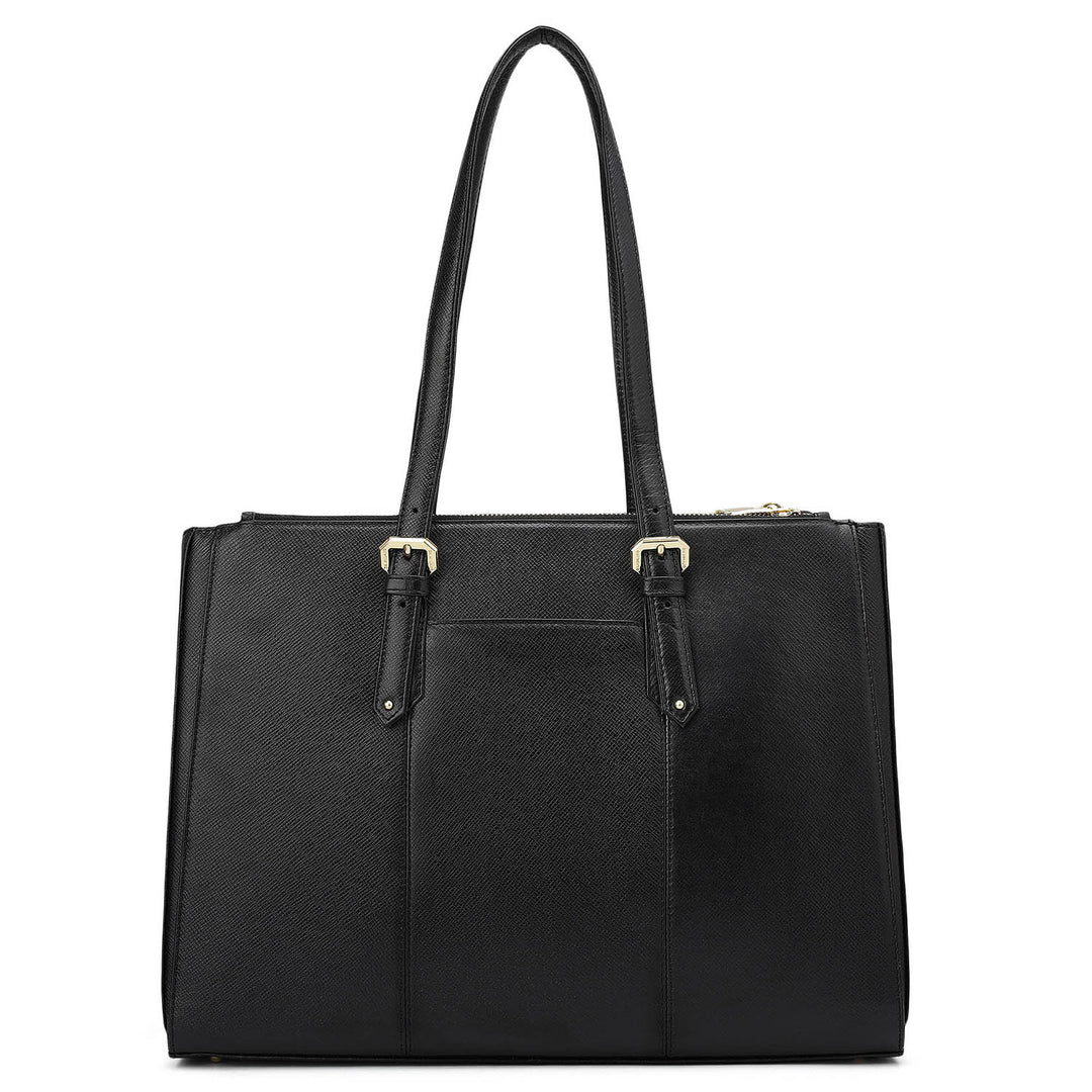 Large Franzy Leather Shoulder Bag - Black