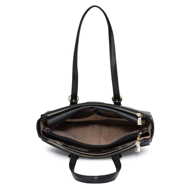 Large Franzy Leather Shoulder Bag - Black