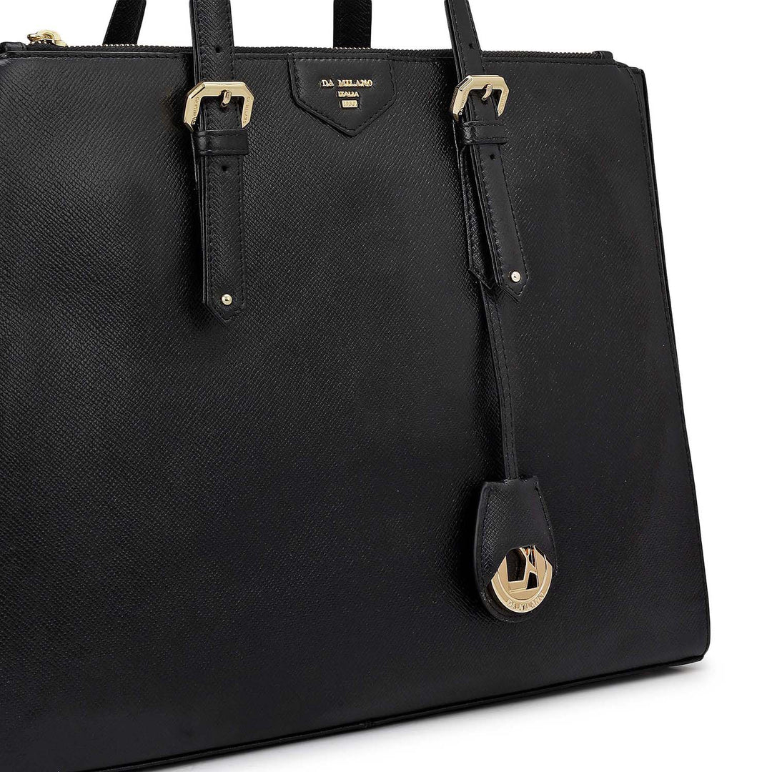 Large Franzy Leather Shoulder Bag - Black