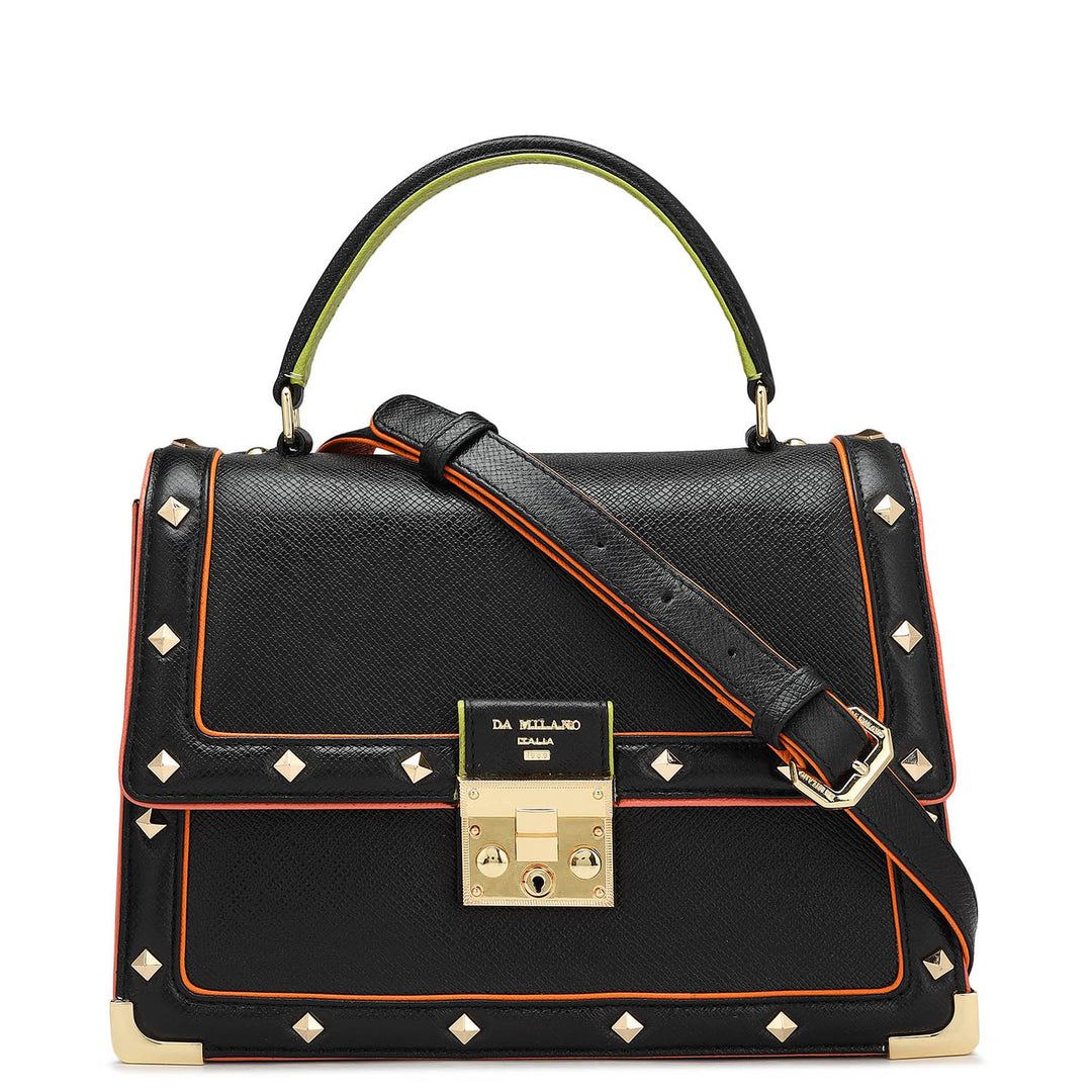 Small Franzy Leather Satchel - Black