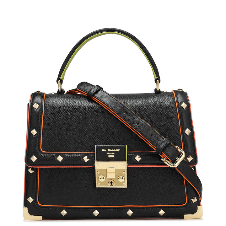 Small Franzy Leather Satchel - Black