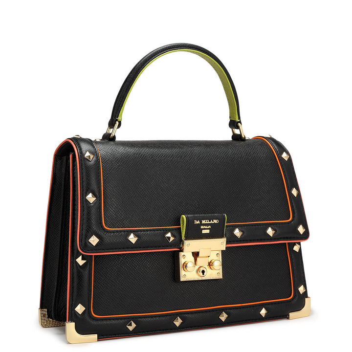 Small Franzy Leather Satchel - Black