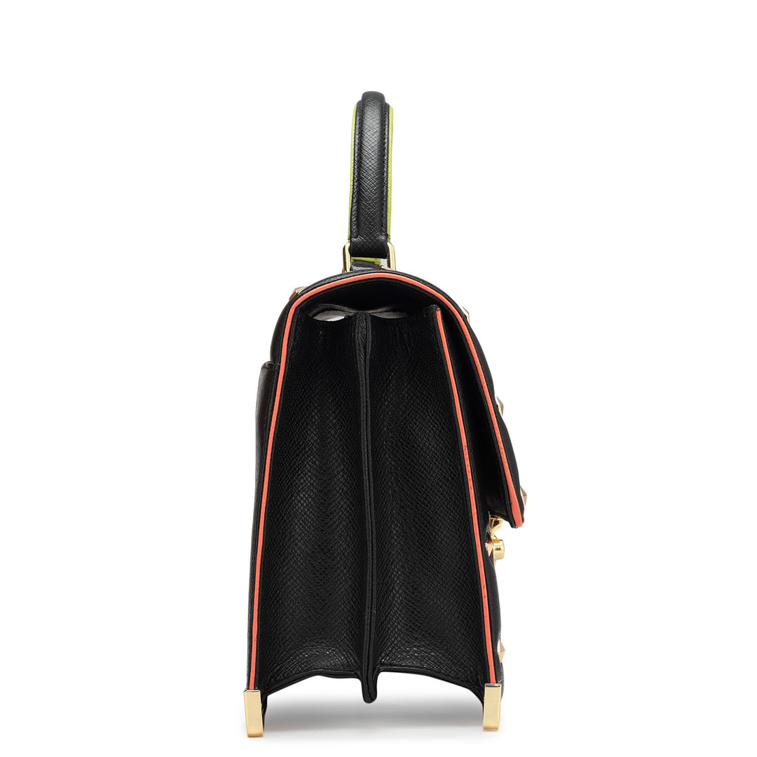 Small Franzy Leather Satchel - Black