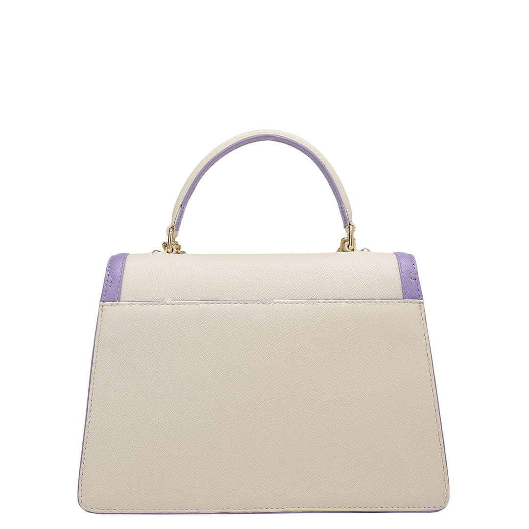 Small Franzy Leather Satchel - Beige