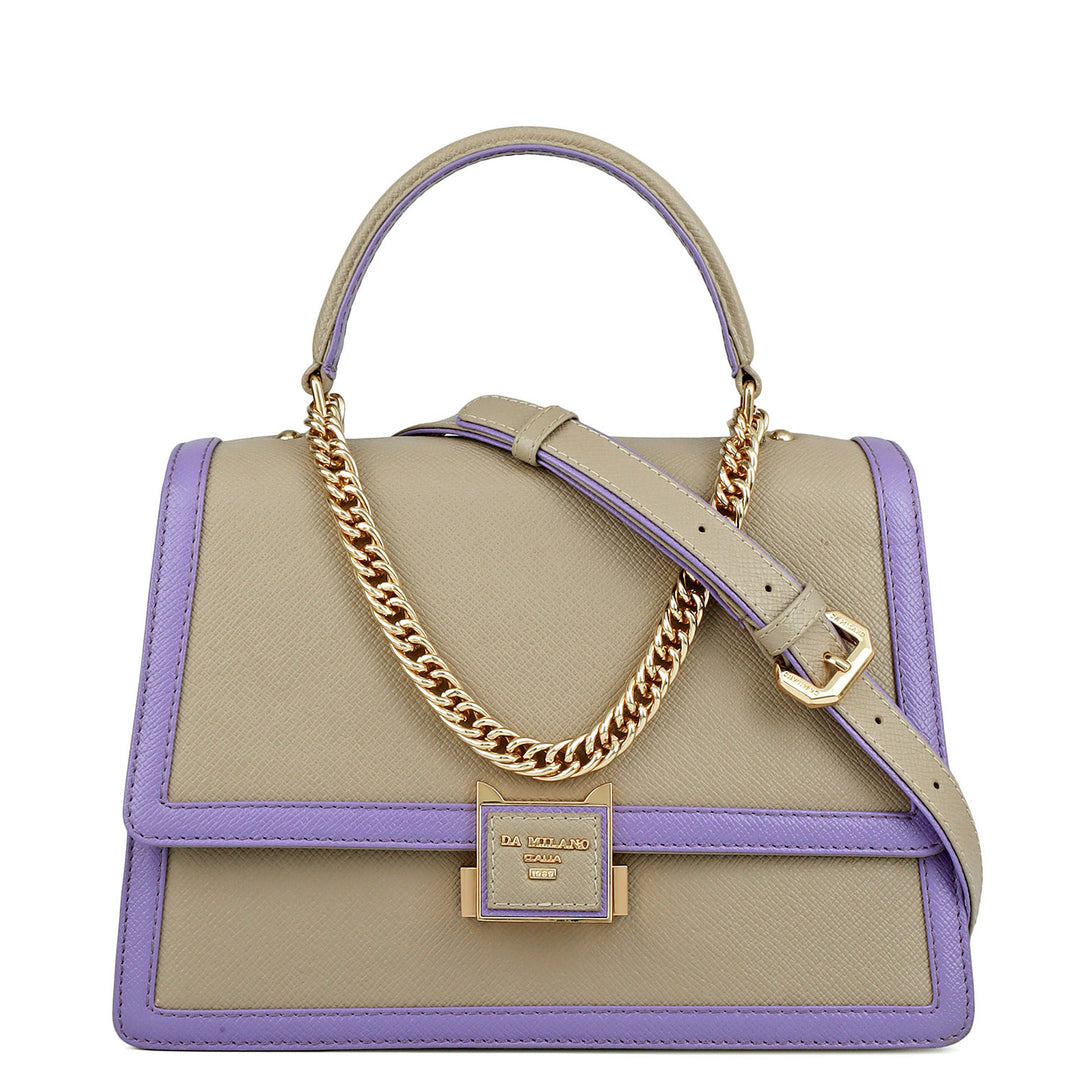 Small Franzy Leather Satchel - Chalk