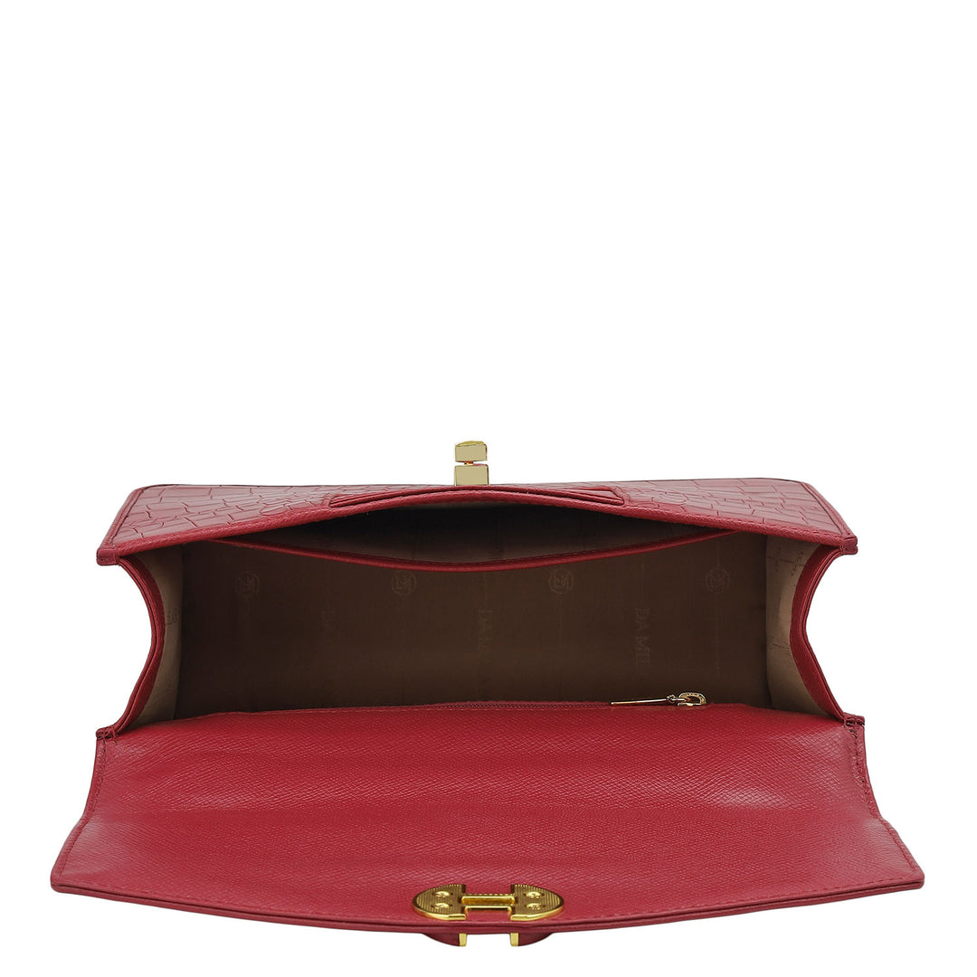 Small Croco Leather Shoulder Bag - Plumberry