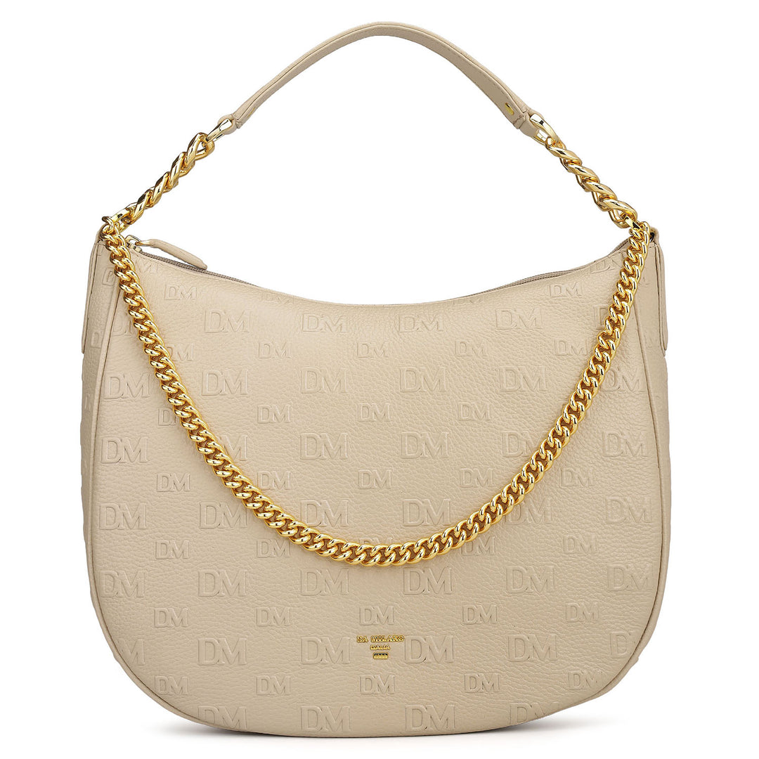Medium Monogram Wax Leather Hobo - Dove