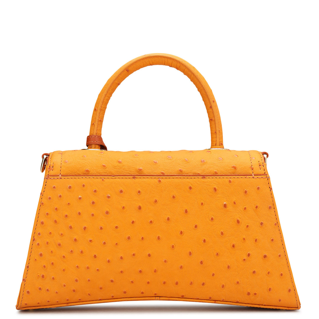 Small Ostrich Leather Satchel - Orange