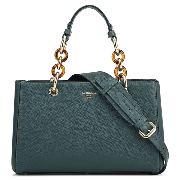 Small Franzy Leather Satchel - Octane