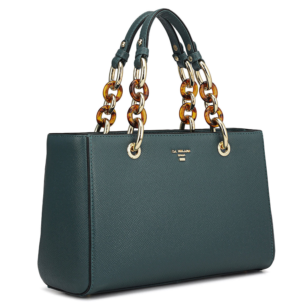 Small Franzy Leather Satchel - Octane