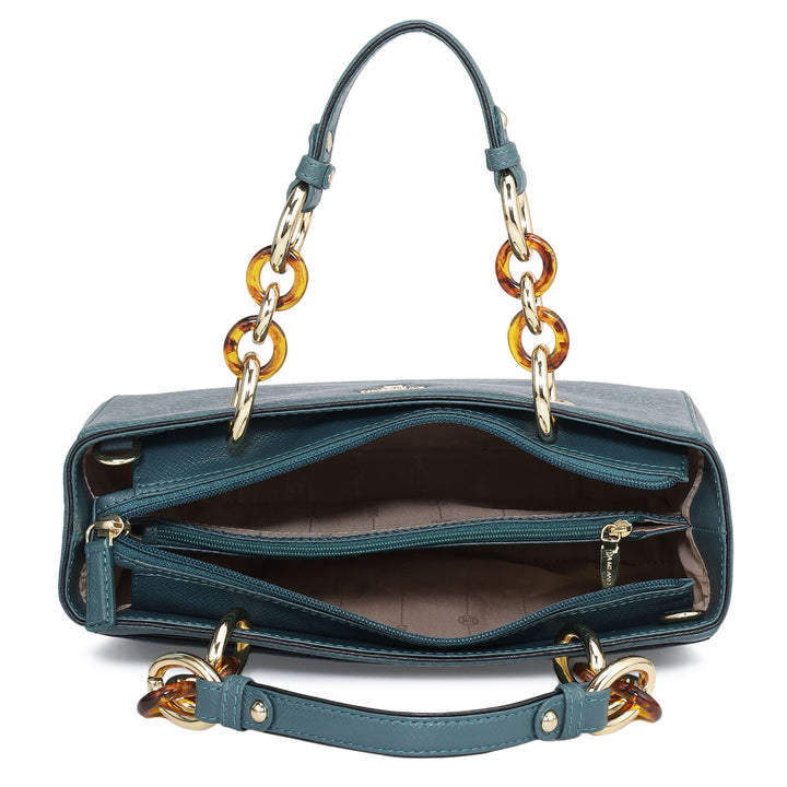 Small Franzy Leather Satchel - Octane