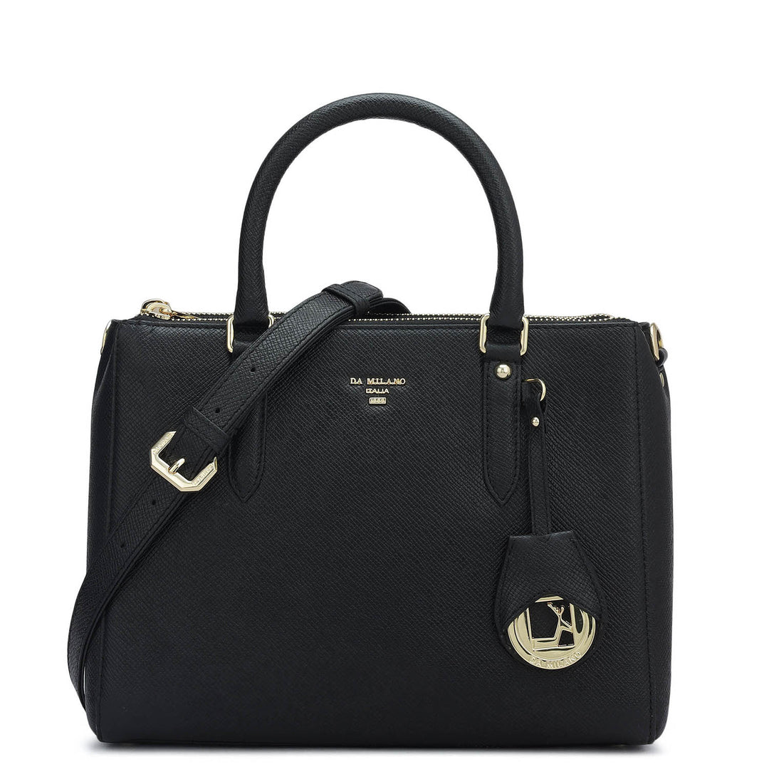 Small Franzy Leather Satchel - Black