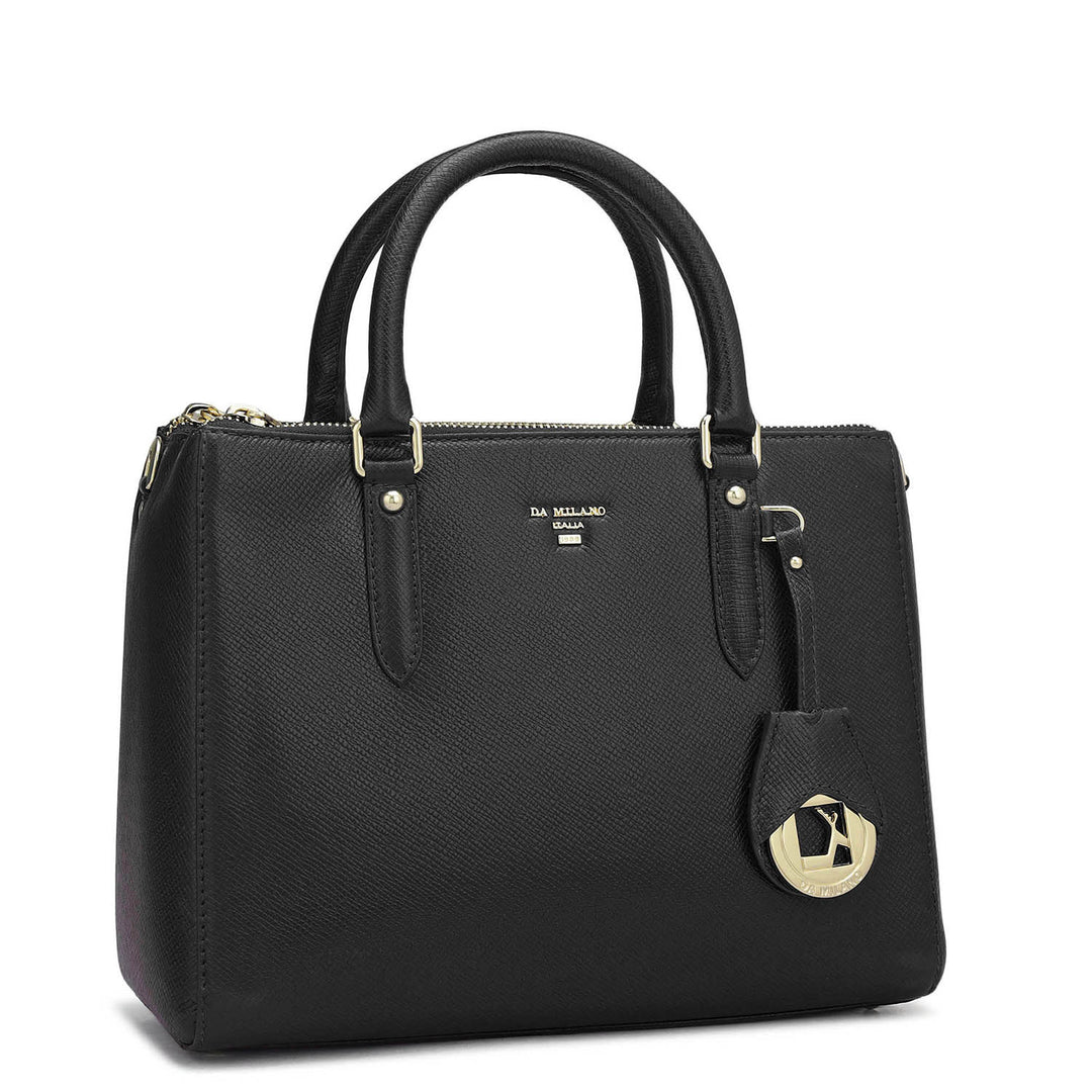 Small Franzy Leather Satchel - Black