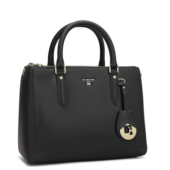 Small Franzy Leather Satchel - Black