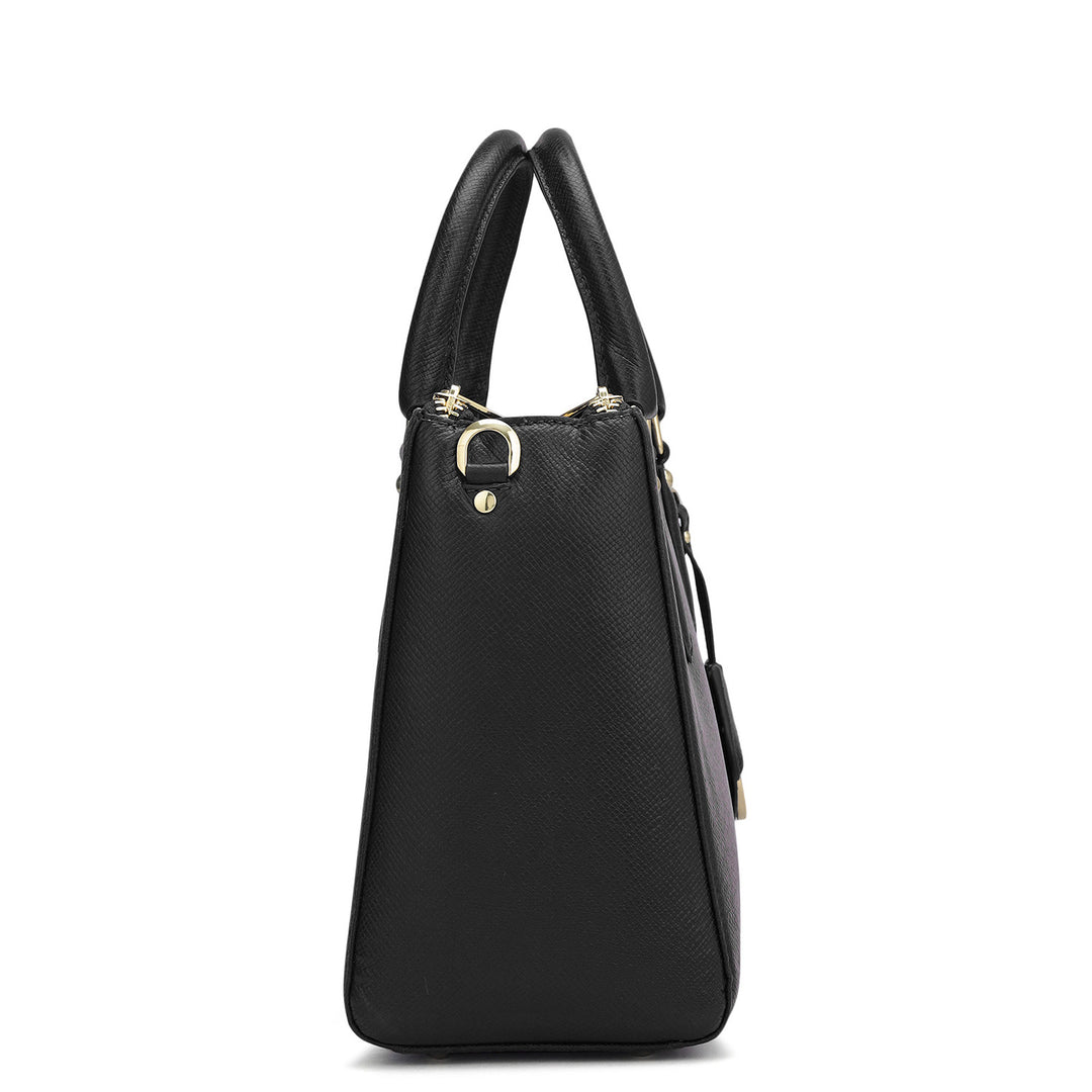 Small Franzy Leather Satchel - Black