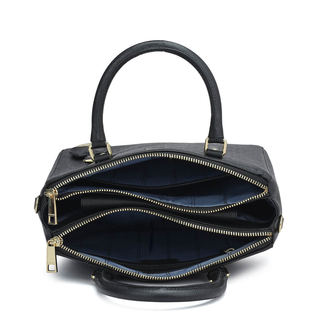 Small Franzy Leather Satchel - Black