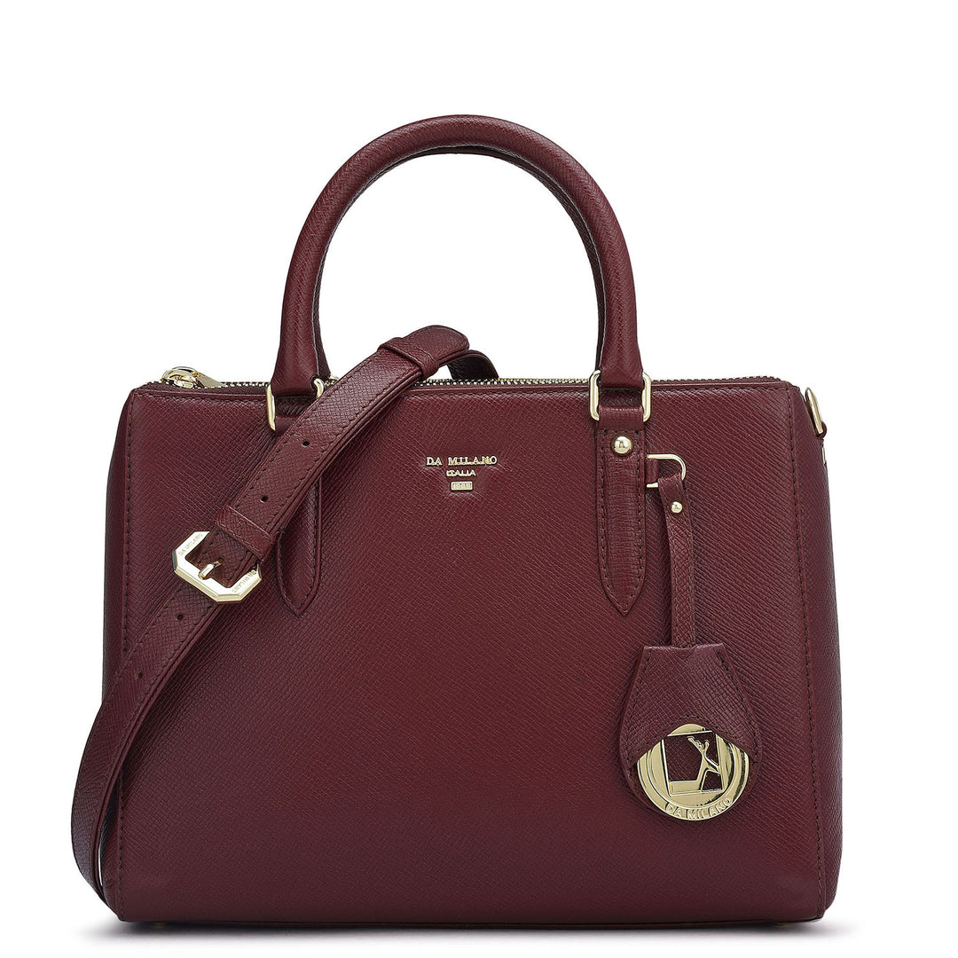Small Franzy Leather Satchel - Blood Stone
