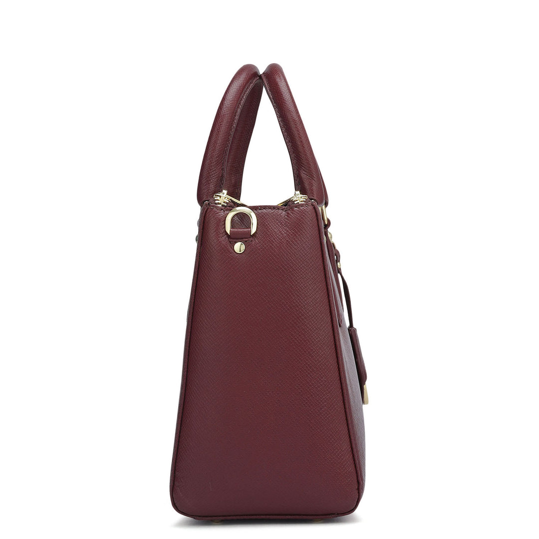 Small Franzy Leather Satchel - Blood Stone