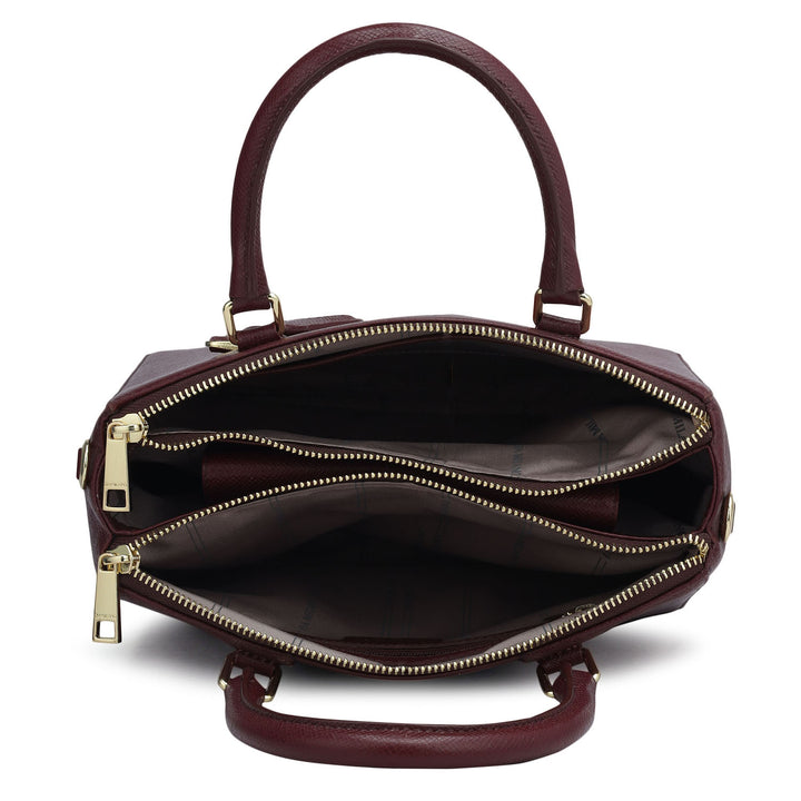 Small Franzy Leather Satchel - Blood Stone